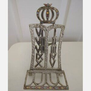 Made In Israel Ten Commandments Brass Book Stand, EUC